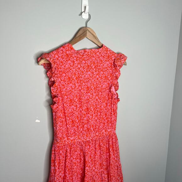 Rachel Zoe Floral Flutter Sleeve A-Line Dress in Pink and Orange Size 8 - Picture 12 of 16